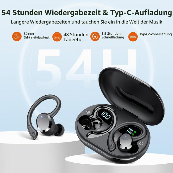 Bluetooth Kopfhörer Sport, Kopfhörer Kabellos Bluetooth 5.4 mit 4 ENC Noise Cancelling Mic, Kabellos