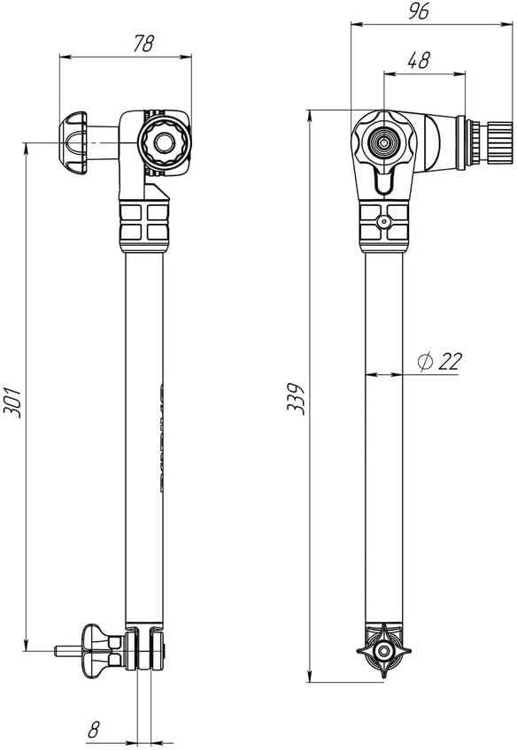 Fasten Geberstange für Heck oder Bug Montage Transducer für Echolot (300mm) schwarz/alu-schwarz, sch