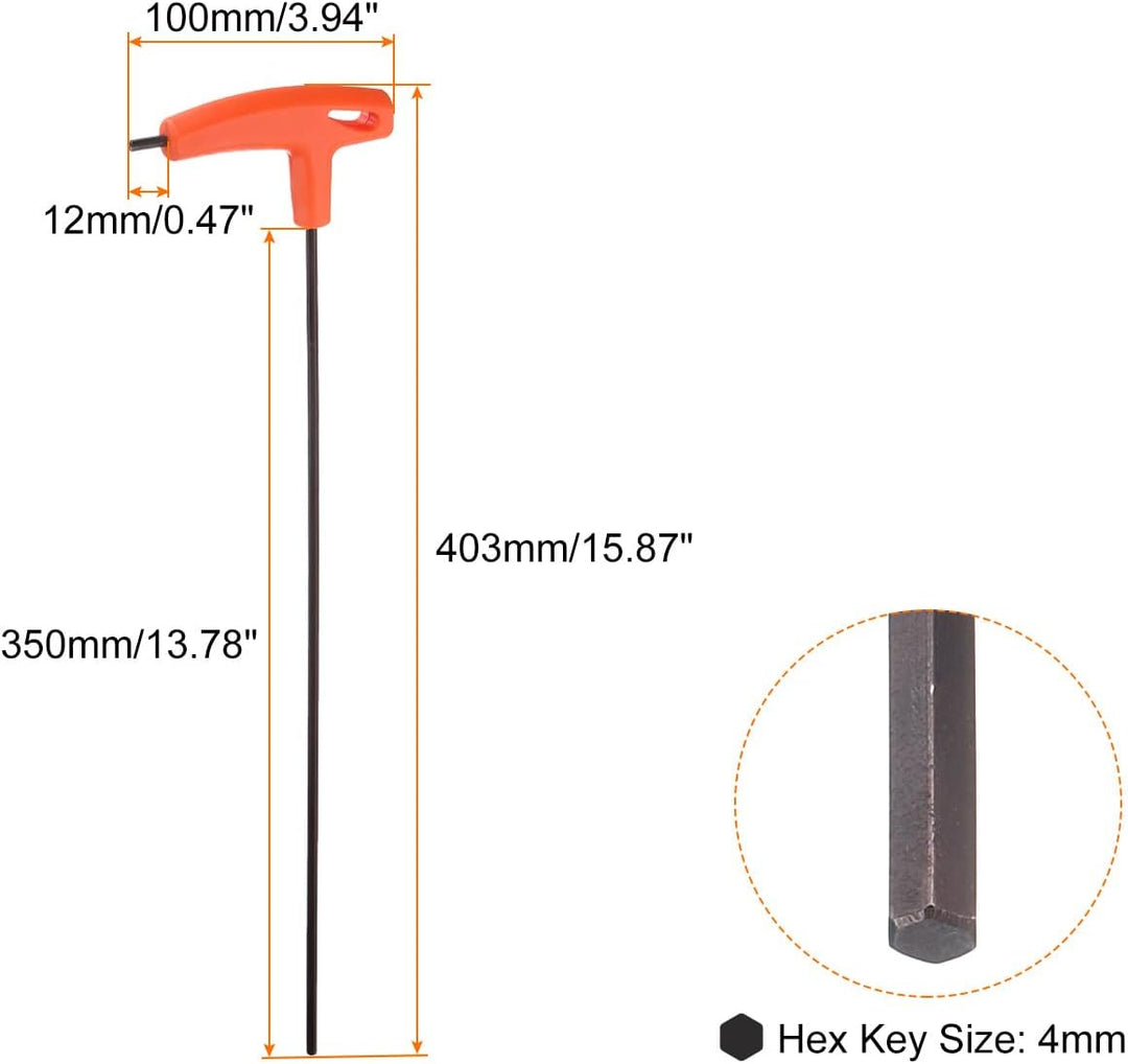 QUARKZMAN 2 Stück 4mm Innensechskantschlüssel T-Griff Schlüssel mit Flachkopf, Metrisch Länge 350mm