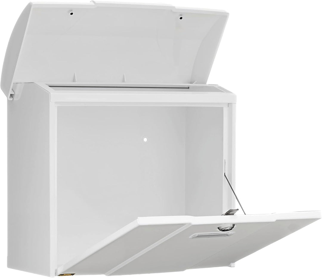 Burg-Wächter Briefkasten mit aufklappbarem Regendach, A4 Einwurf-Format, EU Norm EN 13724, Verzinkte