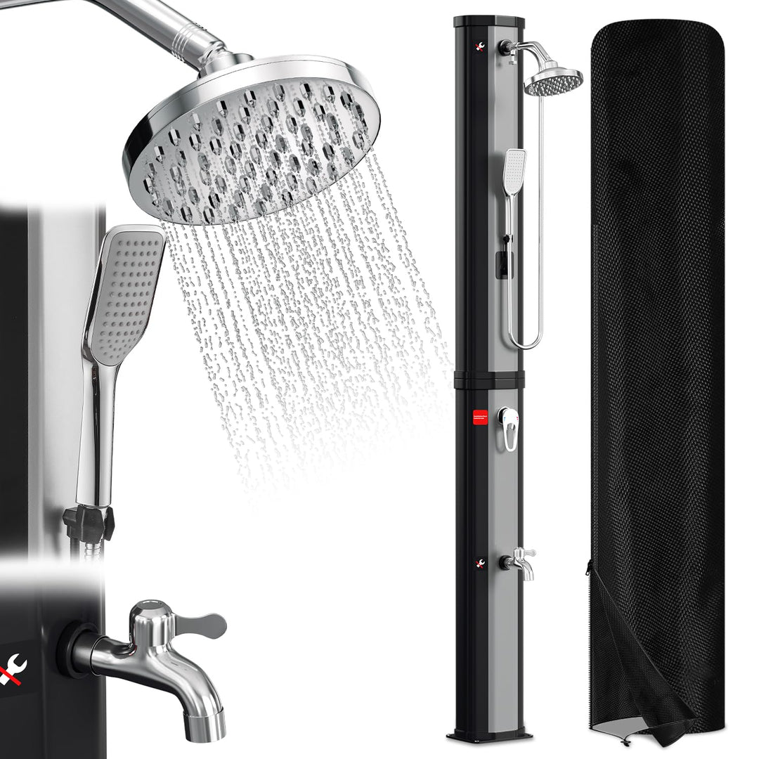 Solardusche 60L Solar Gartendusche warmes Wasser Bis Zu 60°C ohne Stromanschluss Pooldusche Camping