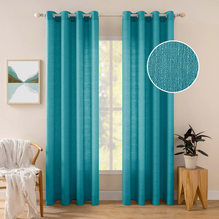 MIULEE 2er Set Voile Vorhang Sheer Leinenvorhang mit Ösen Transparente Unregelmässige Textur Gardine