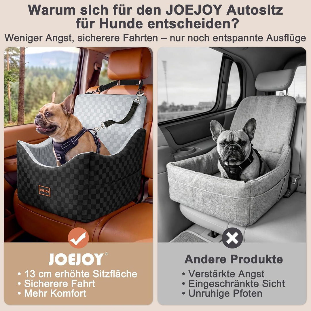 JOEJOY Hunde Autositz für kleine bis mittlere Hunde, Waschbarer Hundesitz Auto mit Aufbewahrungstasc