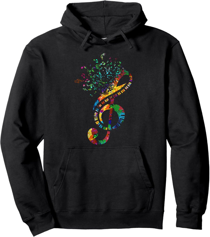 Musik Klavier Pianist Violinschlüssel Buntes Notenschlüssel Pullover Hoodie