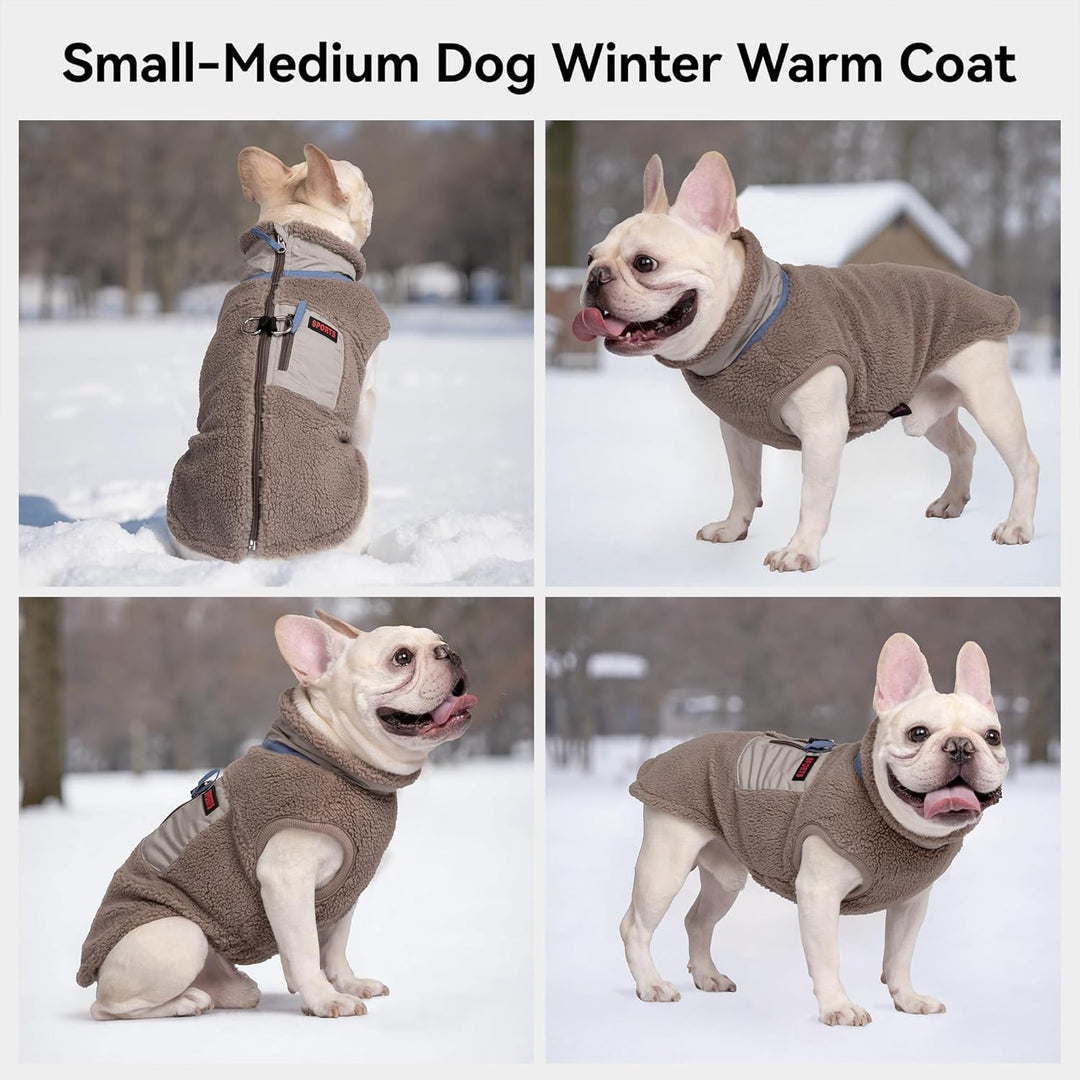 FEimaX Warme Hundemantel Winddichte Haustier Winter Fleece Hundejacke Winterweste mit D-Ring Hundekl