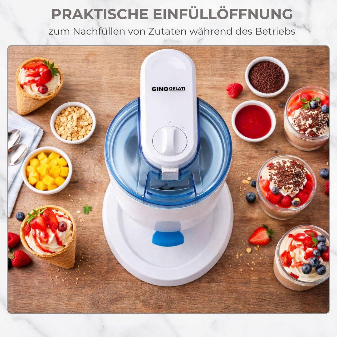 Gino Gelati Softeismaschine | Eismaschine für Zuhause | 1L Kapzität | schnelle Zubereitung ca. 20 Mi