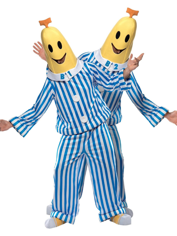 Smiffys, Unisex Bananas in Pyjamas Kostüm, Oberteil, Hose, Kopfteil und Überschuhe, Grösse: M, 33131