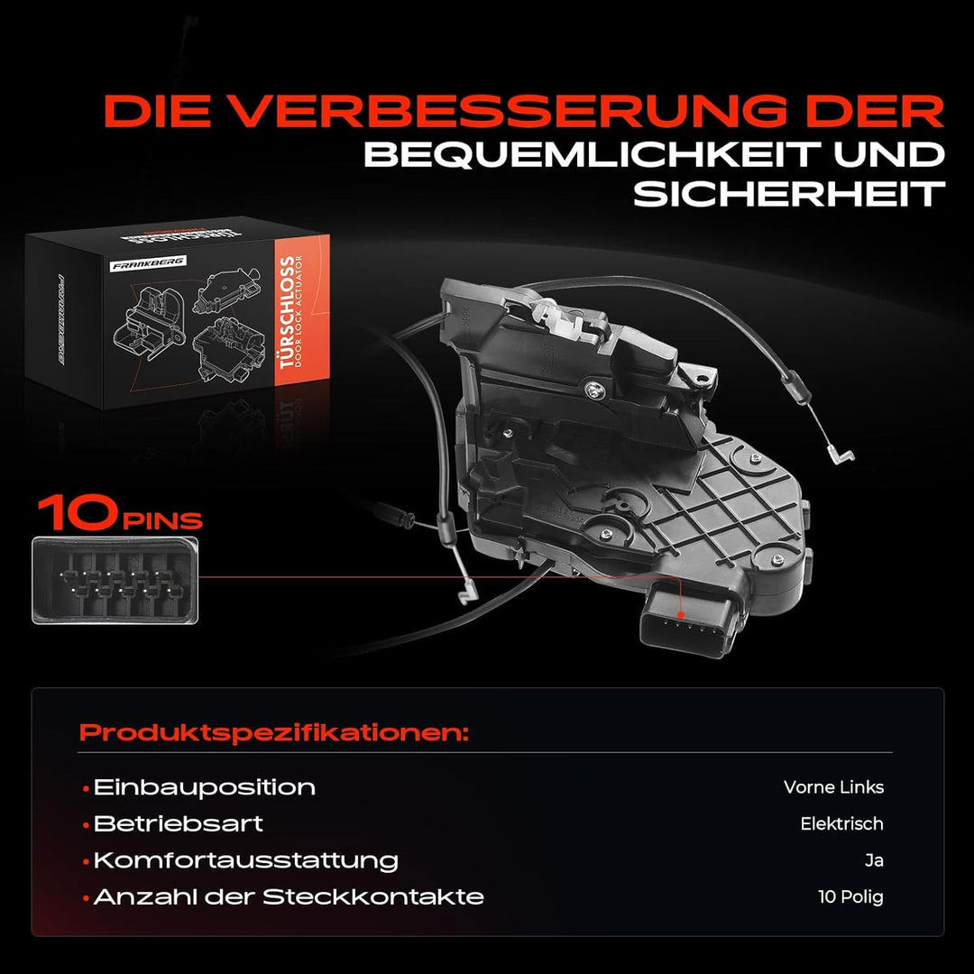 Frankberg Türschloss Stellmotor Vorne Links 10-Polig Kompatibel mit 3 BK Alle Motoren Schrägheck 200