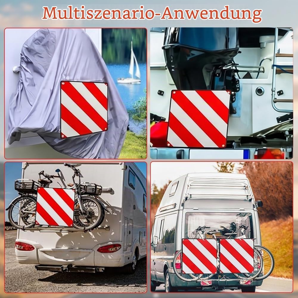 2in1 Warntafel Italien Und Spanien, Warntafel Fahrradträger, Faltbar, 50x50 cm Alu Reflektierend War