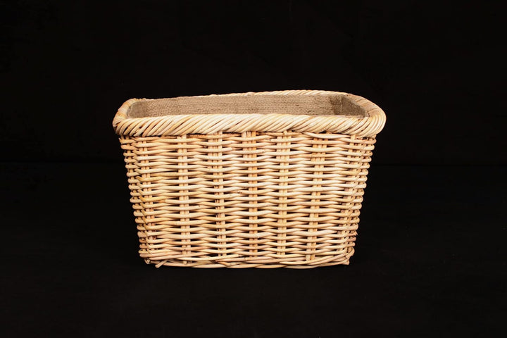 Rattan-Kaminholzkorb mit Jutestoff, Feuerholzkorb, Brennholzkorb aus hochwertigem Naturrattan (59 x