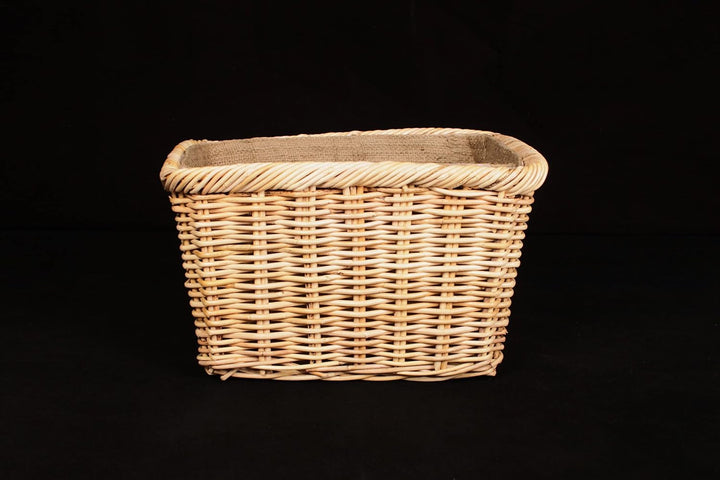 Rattan-Kaminholzkorb mit Jutestoff, Feuerholzkorb, Brennholzkorb aus hochwertigem Naturrattan (59 x