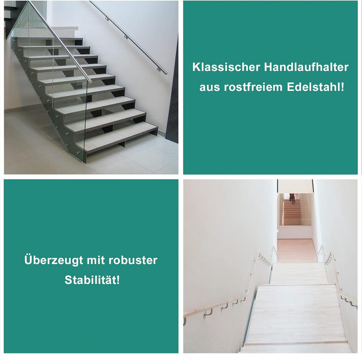PRIOstahl Handlaufhalter Wandhalter Handlaufstütze für Handlauf - 4 x Handlaufträger an die Wand 2-L