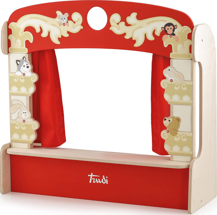 Trudi Tisch- Theater Puppentheater und tragbare Plüschpuppen. Kinderspiel. Geschichten erzählen und