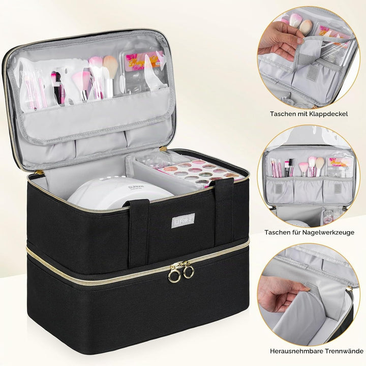 Nagellack Aufbewahrung Tasche,Doppelschichtige Nagellack Organizer für 40 Flaschen(15ml-0.5 FL.oz) u