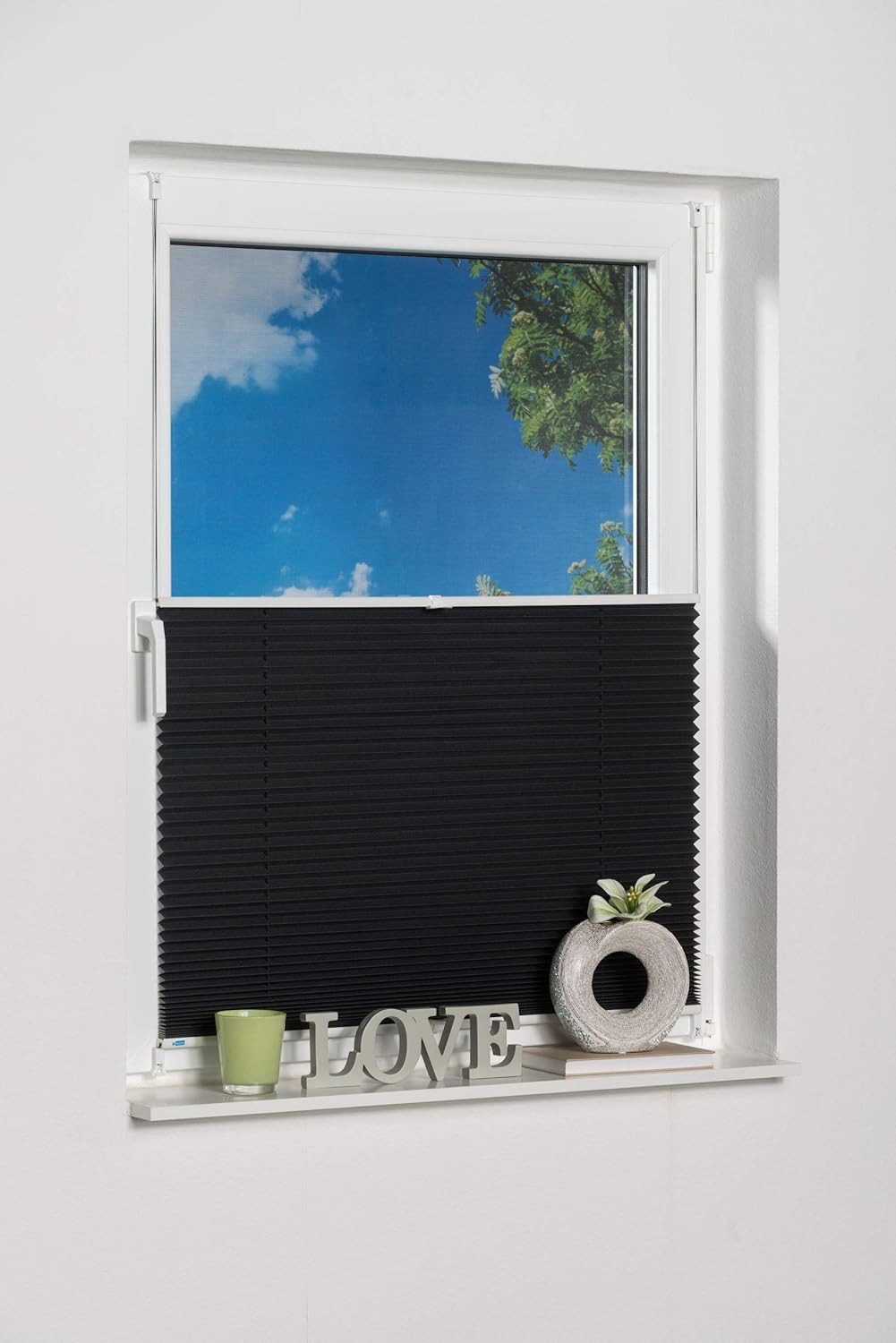 K-home Klemmfix-Plissee 95 x 130 cm (B x L) Anthrazit Lichtschutz +++ Moderne Crushed Optik +++ B95