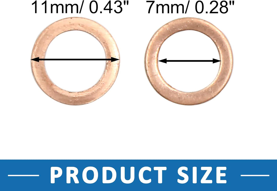 40 Stück Kupferscheibe 7mm Innendurchm. Flache Dichtungsring