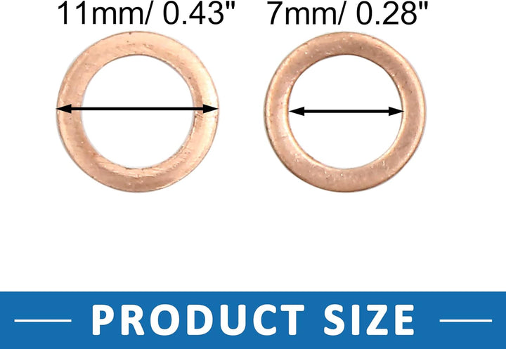 40 Stück Kupferscheibe 7mm Innendurchm. Flache Dichtungsring