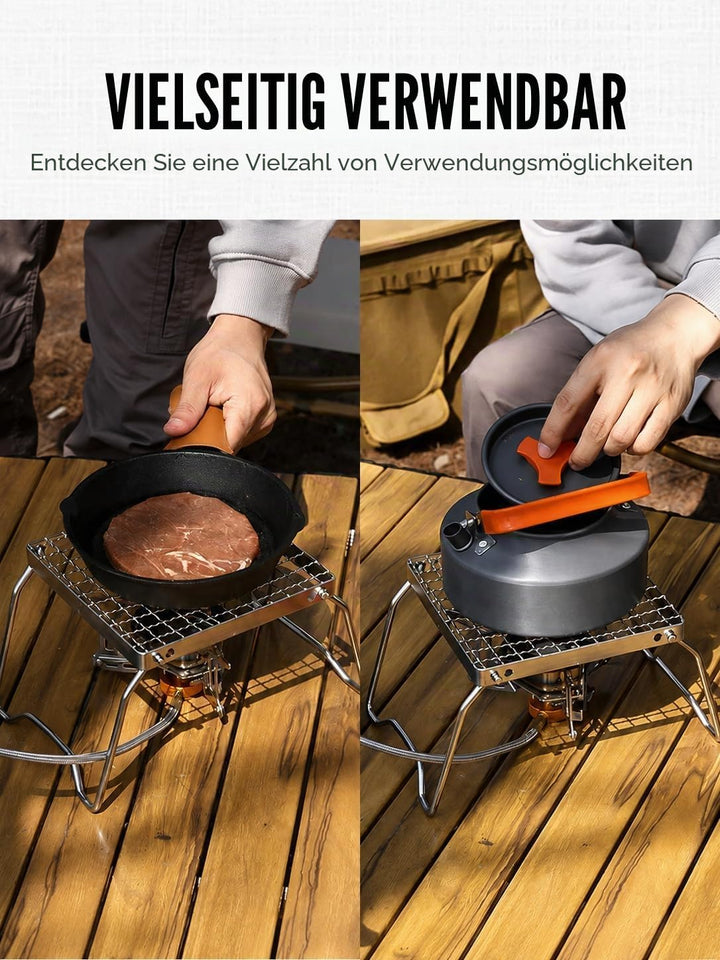Campinggrills, Klappbarer Grillrost, 16 x 16 cm Lagerfeuergrill, tragbarer Lagerfeuergrill, silberfa