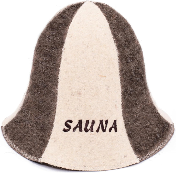 Ger3as Saunahut 100% Wolle Filz Natürlich mit Stickerei für Damen und Herren, Wellness Mütze Premium