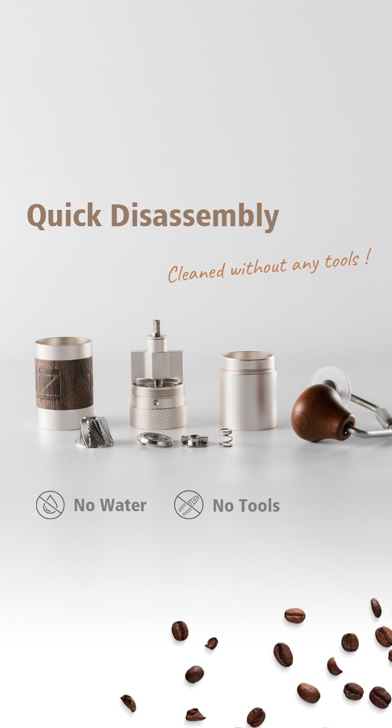 1Zpresso Q Manuelle Kaffeemühle Heptagonal Version, faltbarer Griff, Mini Slim Travel Grösse Passt i