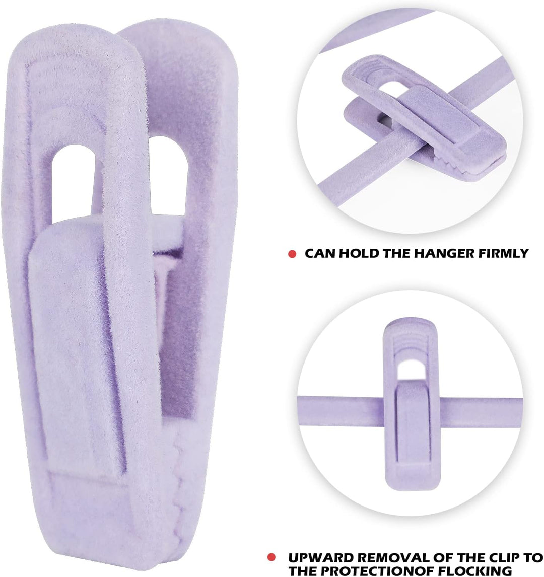 Tinfol Samt-Kleiderbügel-Clips, 24 Stück Hosenbügel, Samt-Clips, Starke beflockte Clips, perfekt für