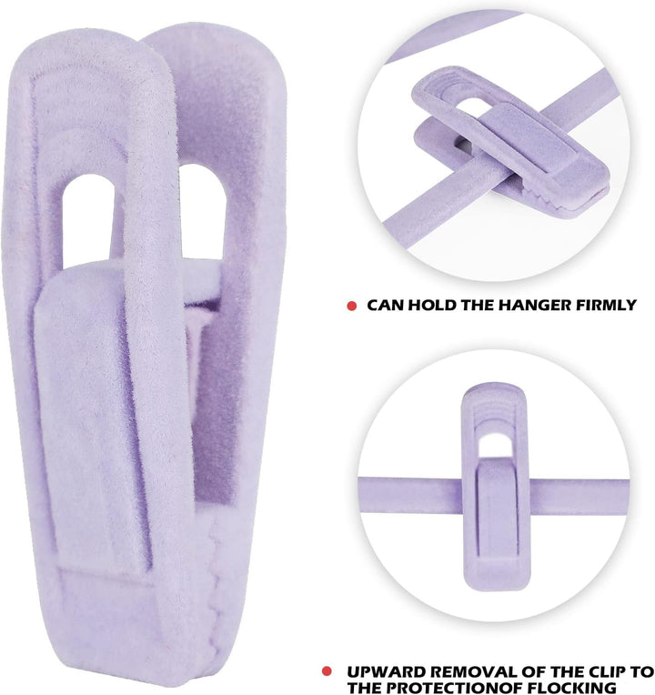 Tinfol Samt-Kleiderbügel-Clips, 24 Stück Hosenbügel, Samt-Clips, Starke beflockte Clips, perfekt für