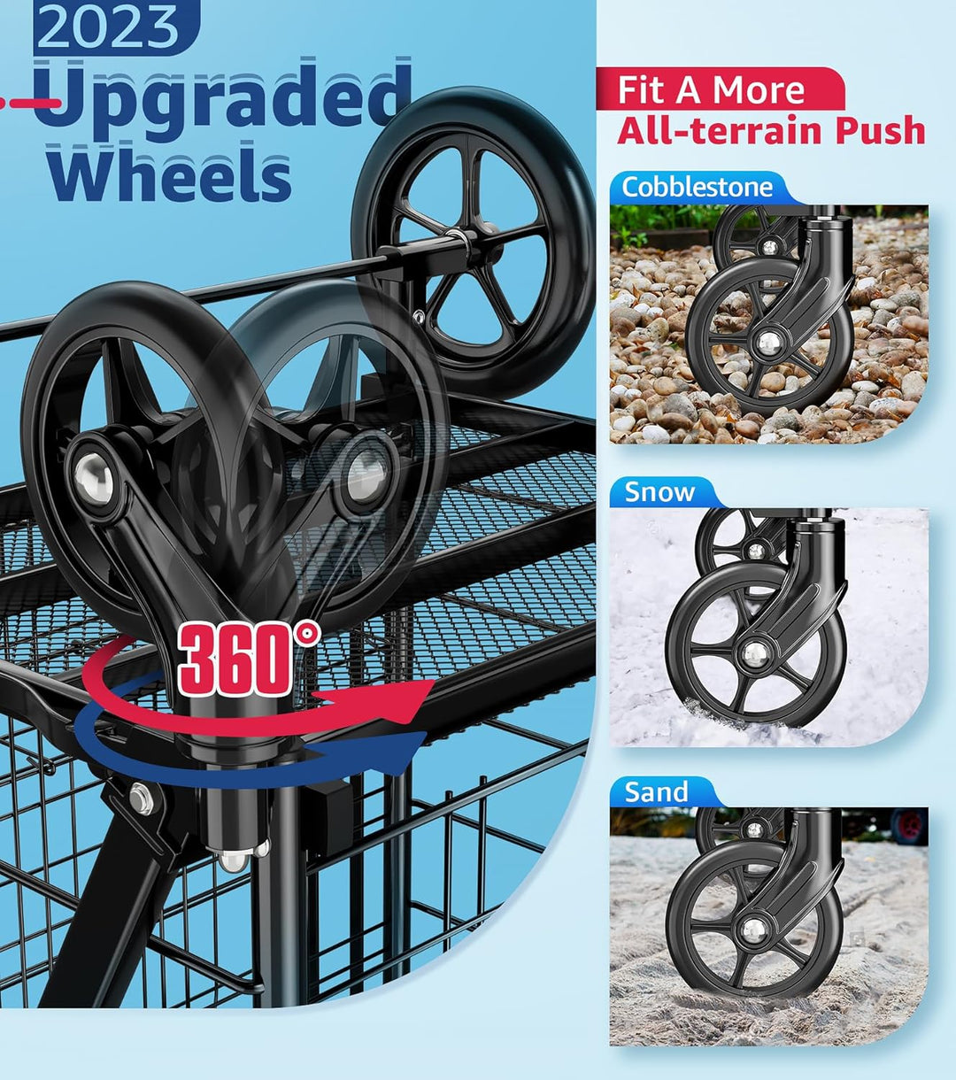 Einkaufstrolley Klappbar Jumbo 150 kg – Schwerlast Einkaufswagen mit 360° Rollen &amp; Doppelkorb, Faltb