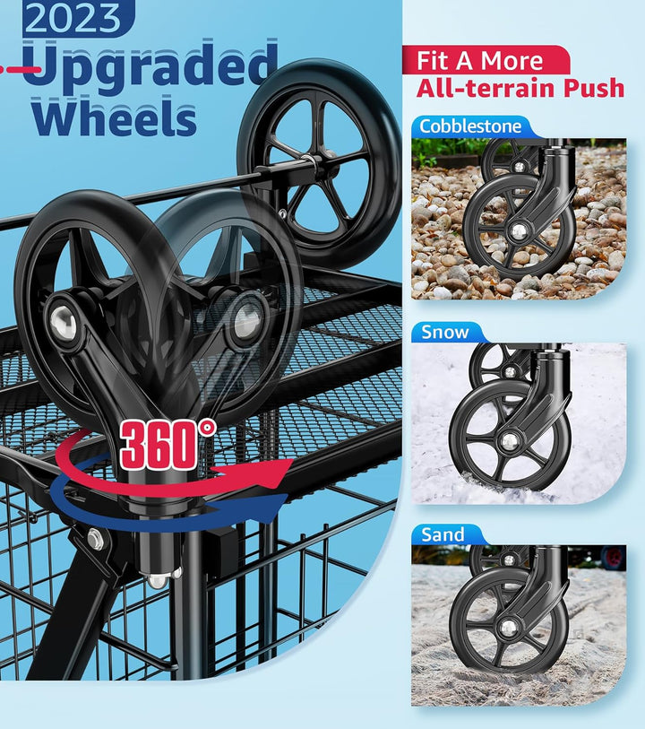 Einkaufstrolley Klappbar Jumbo 150 kg – Schwerlast Einkaufswagen mit 360° Rollen &amp; Doppelkorb, Faltb