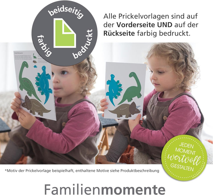 Familienmomente Maxi-Bastelset zum Prickeln Weihnachten, 10 Vorlagen (2x Weihnachts-Windlichter, 2x