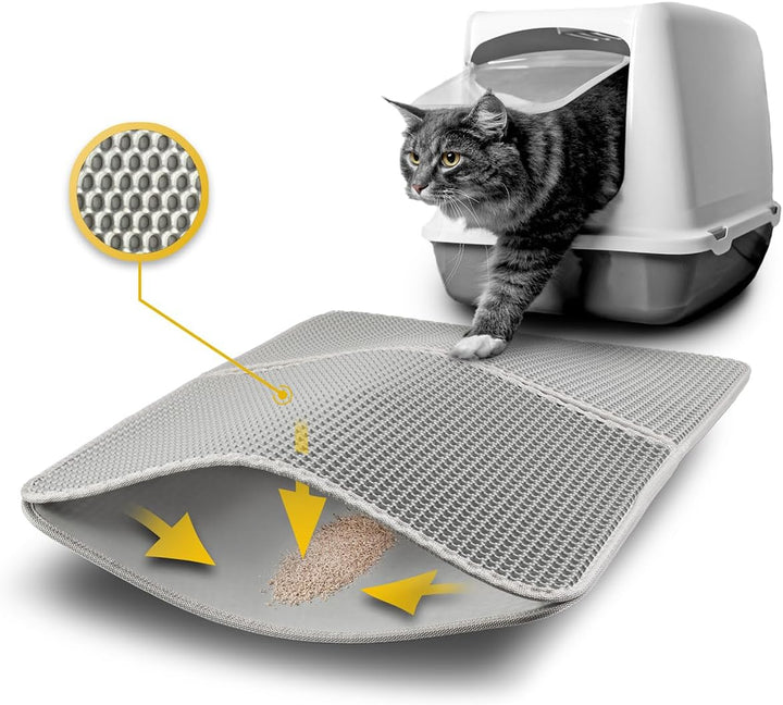lionto Katzenstreumatte für Katzentoilette mit Anti-Rutsch-Beschichtung, 76x61x1,3 cm, Katzenklomatt
