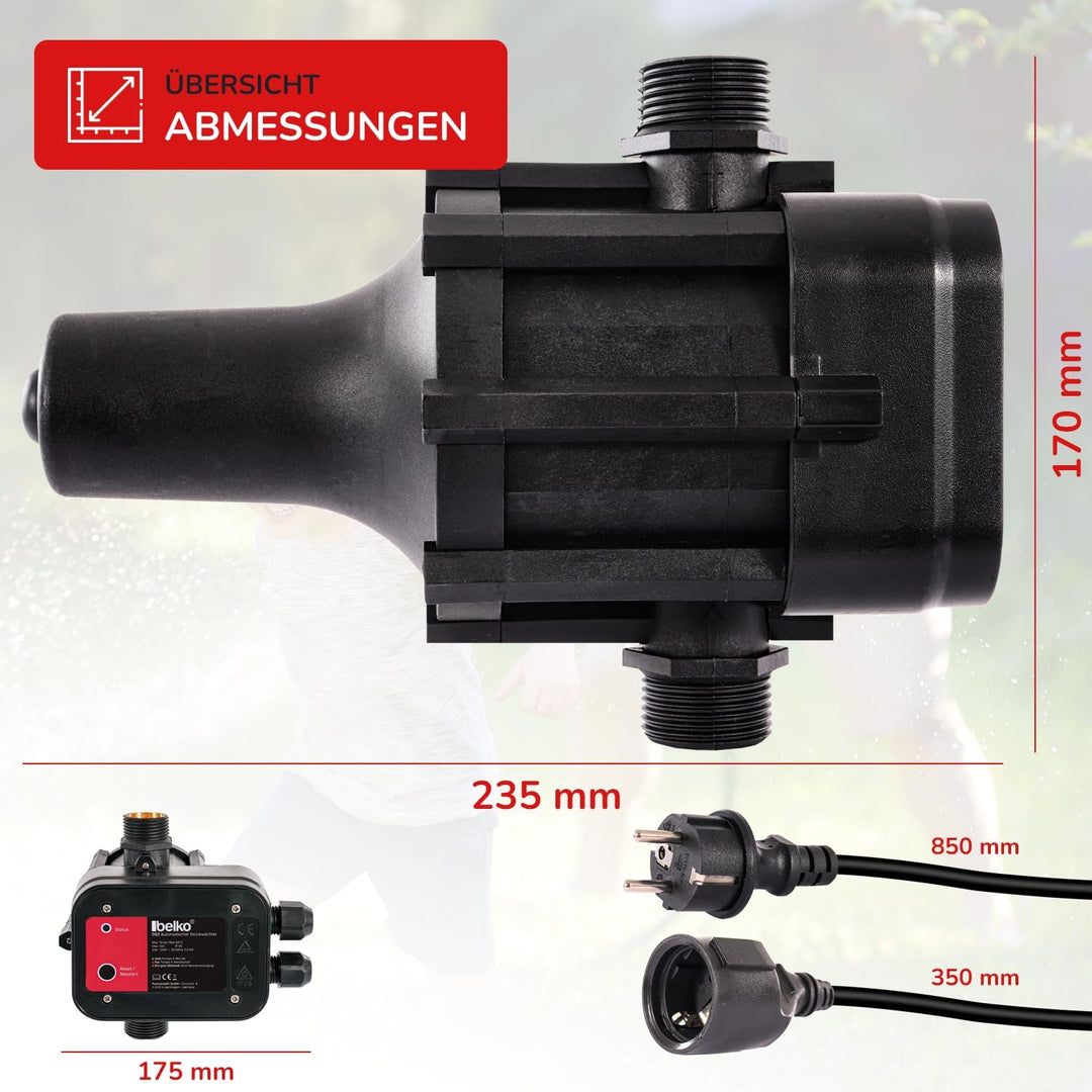 Belko Druckwächter Druckschalter für Wasserpumpen BIS 2,2 kW, mit Kabel bis 10 Bar, Gartenbewässerun