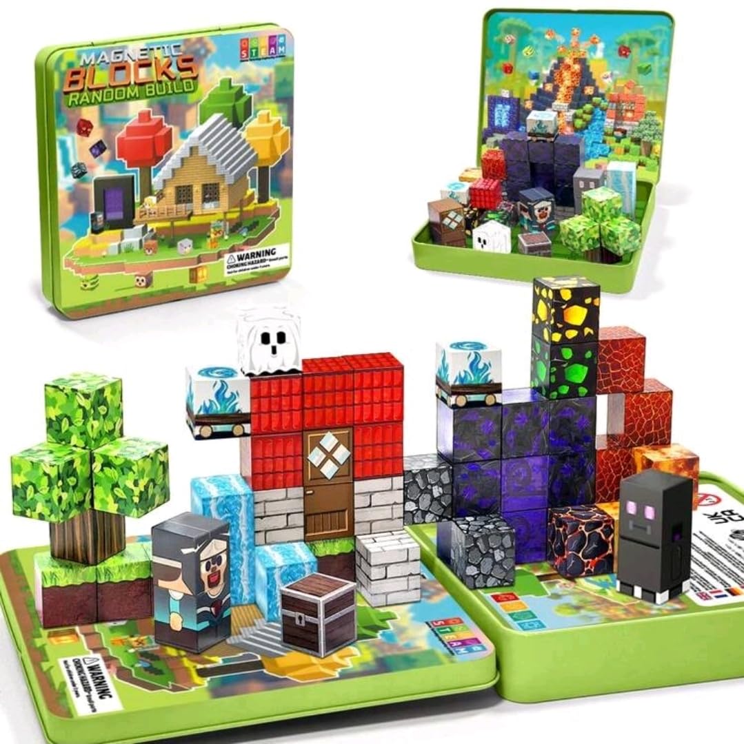 Magnetische Bausteine Kinder – Reiseset 49 Teile | Kreatives Lernspielzeug mit Tiermotiven | Magnet