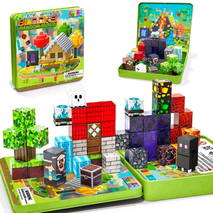Magnetische Bausteine Kinder – Reiseset 49 Teile | Kreatives Lernspielzeug mit Tiermotiven | Magnet