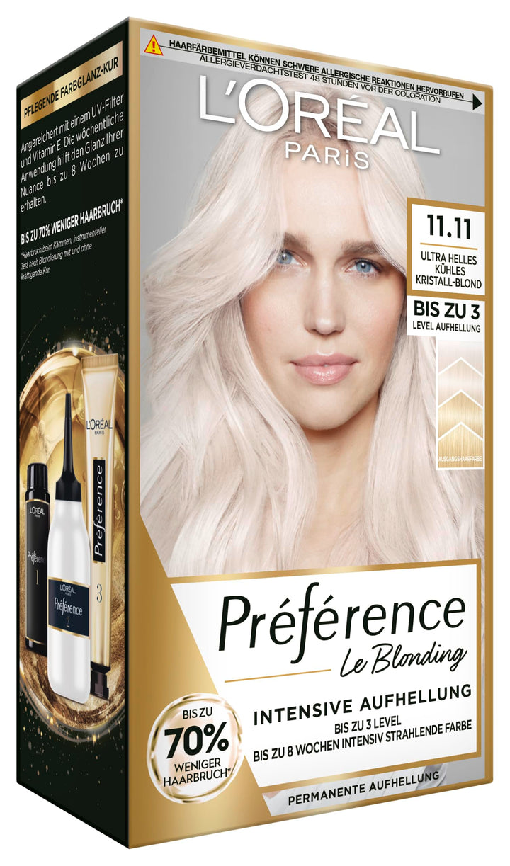 L'Oréal Paris Permanente Haarfarbe zum Blondieren der Haare, Haarfärbeset mit Coloration und Farbgla