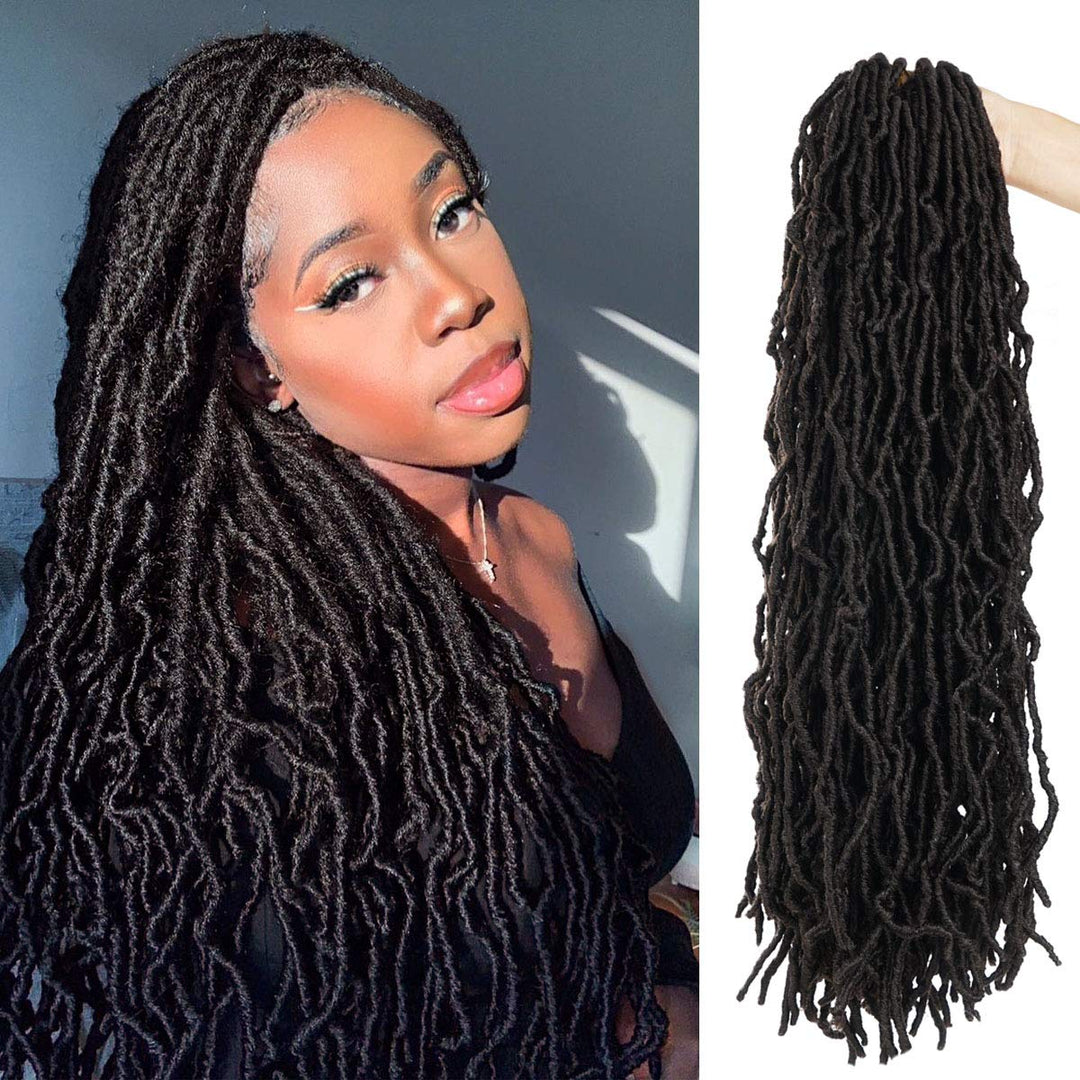 Beyond Beauty 6 Packungen 24Zoll vorgeschlungene Nu Faux Locs Häkelhaar, weiche Dreadlocks, Flechtha