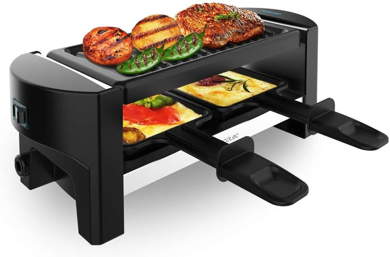 Cecotec Raclette mit elektrischem Grill für 2 Personen Raclette Cheese&Grill 3200 Pocket. 320W, Edel