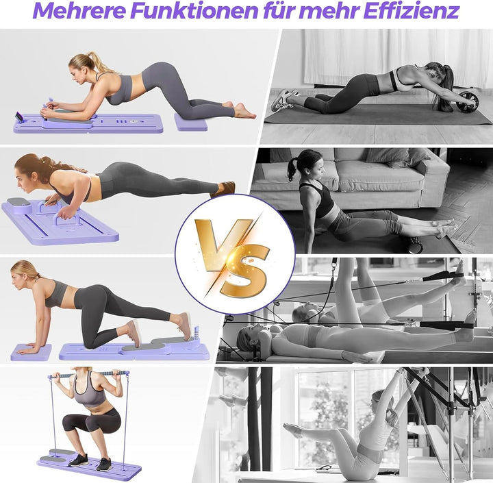 SPYLAVE Pilates Board Upgraded, 6-in-1 Faltbares Pilates Reformer Set für Zuhause, Multifunktionales