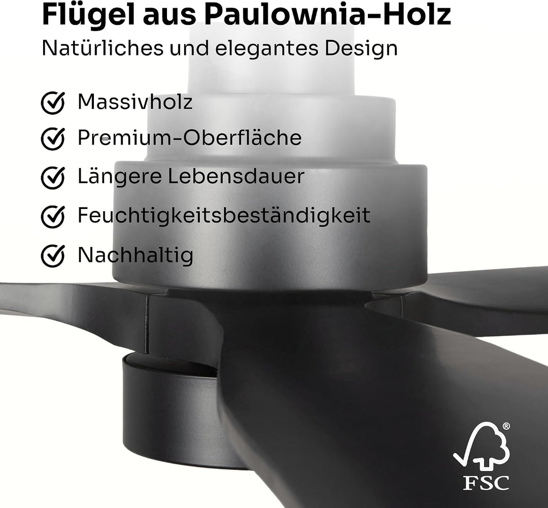 Mellerware - Deckenventilator mit Fernbedienung Brizy Bright | 45W | 6 Geschwindigkeiten | Sehr Leis