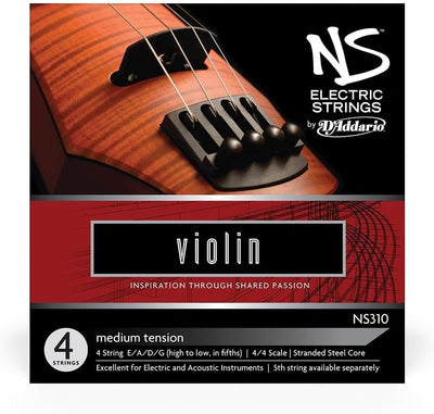 D'Addario NS310 Elektrik-Violinen Saitensatz mehrfach verdrillter Stahlkern Medium Set, Set