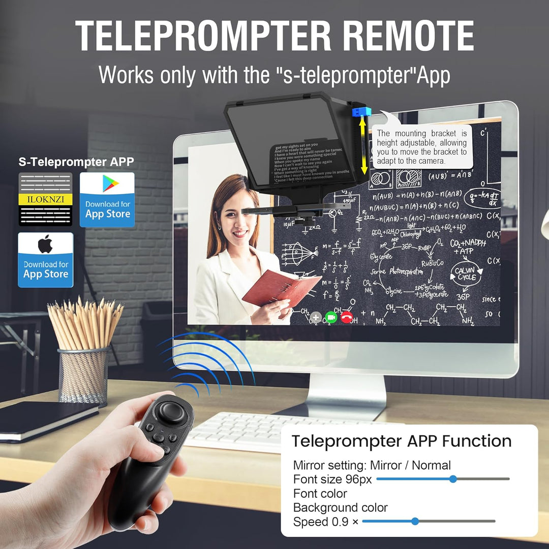 19,6 cm (7,7 Zoll) Telefon-Teleprompter-Kit, Bluetooth-Fernbedienung und gehärtetes optisches Glas f