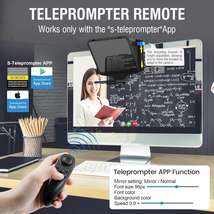 19,6 cm (7,7 Zoll) Telefon-Teleprompter-Kit, Bluetooth-Fernbedienung und gehärtetes optisches Glas f