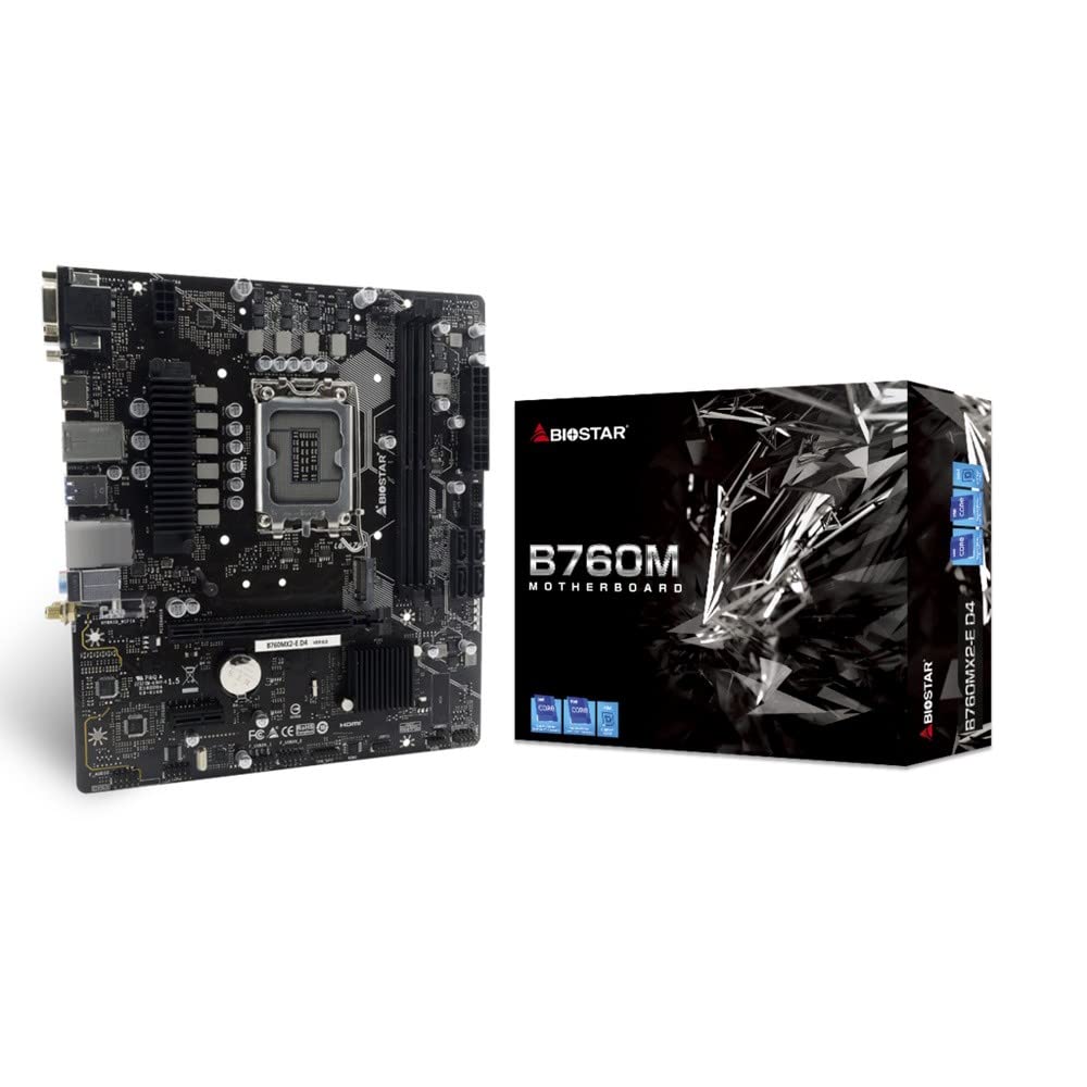 Mainboard|BIOSTAR|Intel B760 Express|Micro-ATX|Memory DDR4|Memory slots 2|1xPCI-Express 3.0 1x|1xPCI