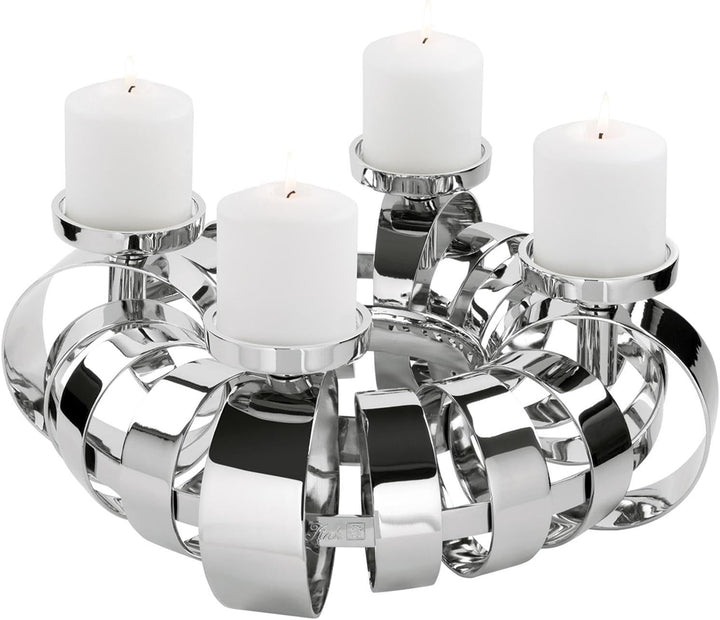 Fink ANELLO Stumpenkerzenleuchter, 4-flammig Aluminium, vernickelt, Eisen silberfarben Grösse: Höhe: