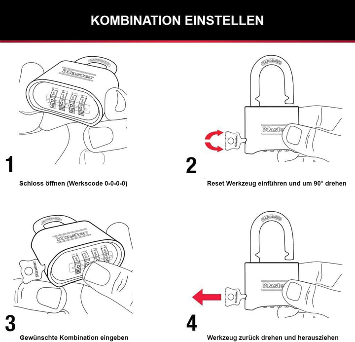 Master Lock 175EURDLH Zertifiziertes Zahlenschloss mit massivem Gehäuse und Langem Bügel, Gold, 10,7