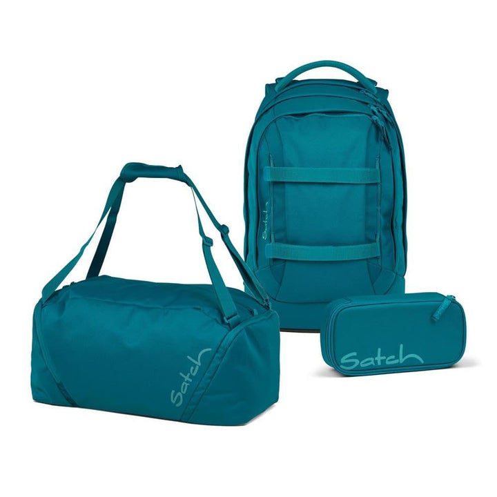 Satch Pack Schulrucksack Set 3tlg. inkl. Schlamperbox und Sporttasche (Deep Petrol), Deep Petrol