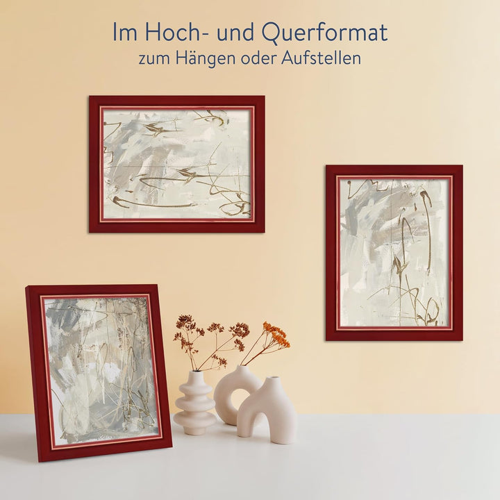 WANDStyle Bilderrahmen Rot 10x15 cm aus Holz im Landhaus-Stil mit Aufsteller und Aufhänger, Fotorahm