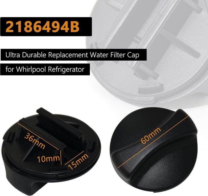 2186494B Kühlschrank-Wasserfilterkappe, schwarz, kompatibel mit Whirlpool Kühlschrank, ersetzt WP218