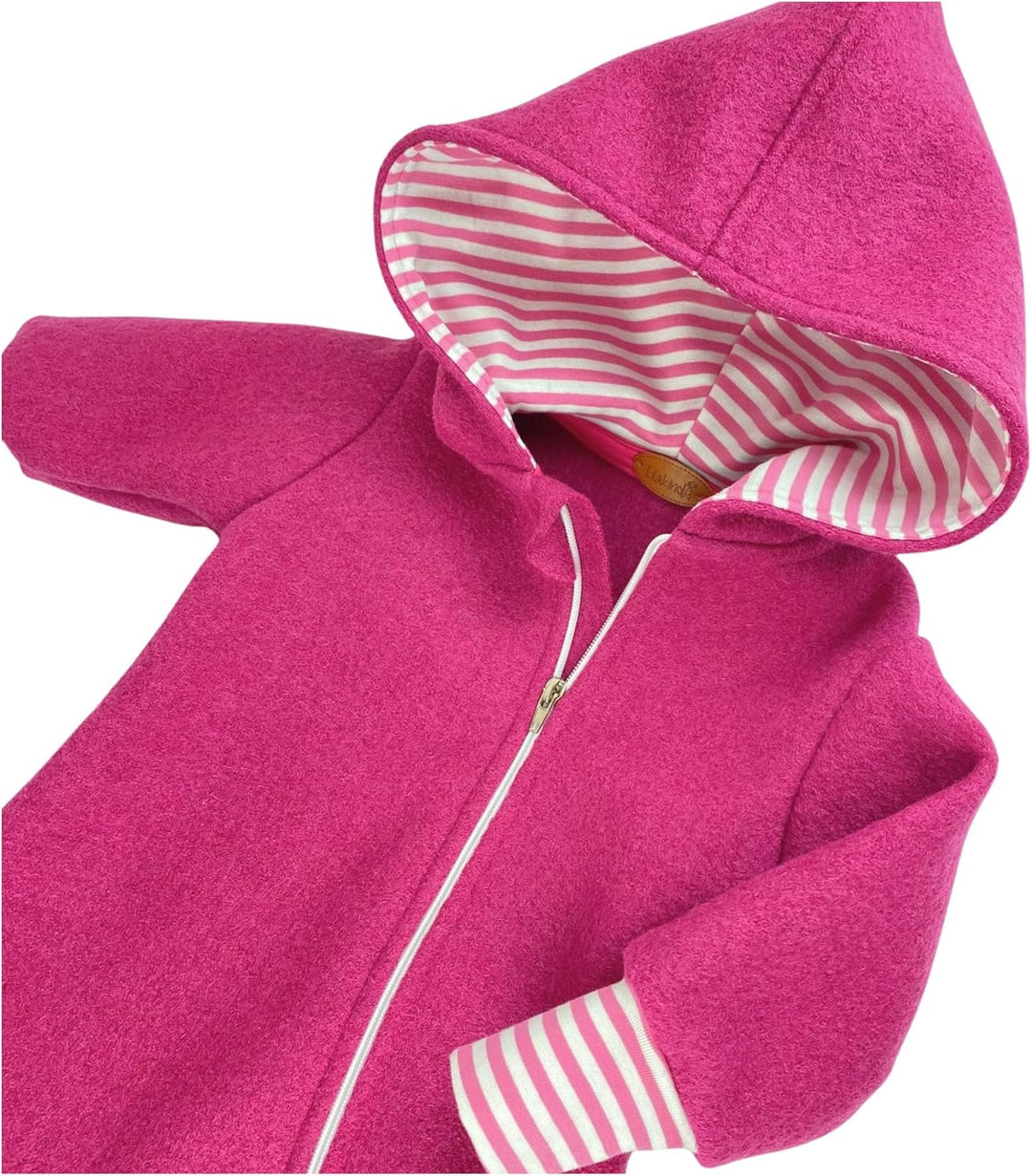 Lilakind“ Baby Kinder Wollwalk Overall Einteiler mit Kapuze Walkloden Walkoverall in 5 Farben Gr. 56