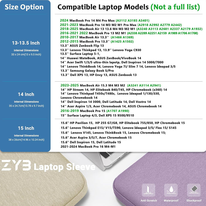15,6 Zoll Laptoptasche Laptophülle,ZYB Sleeve Wasserdicht Hülle Laptop Tasche 15.6 für 15 Zoll Noteb