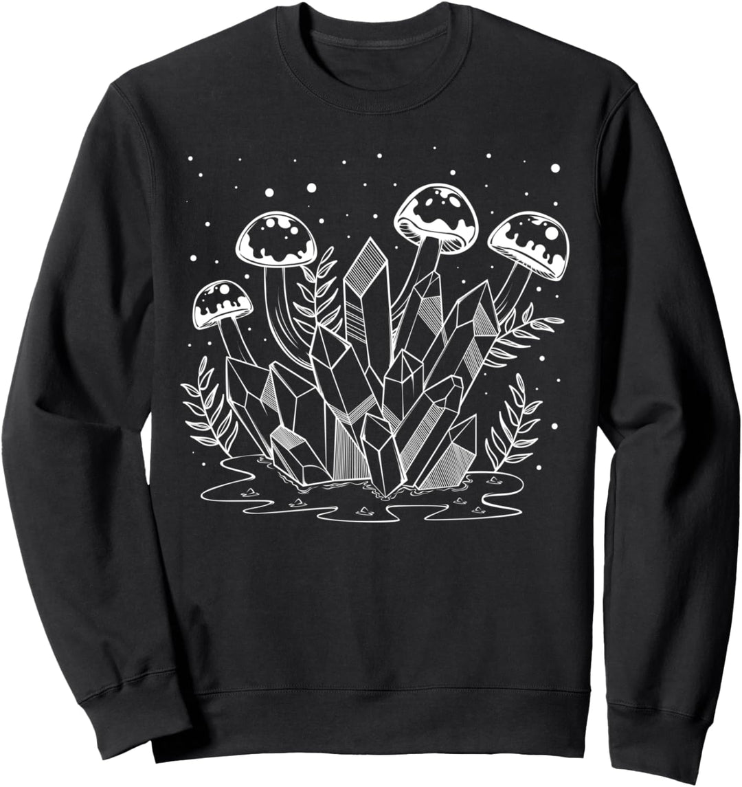 Kristalle Pilze Pflanzen Goth Punk Wicca Hexerei Geschenk Sweatshirt